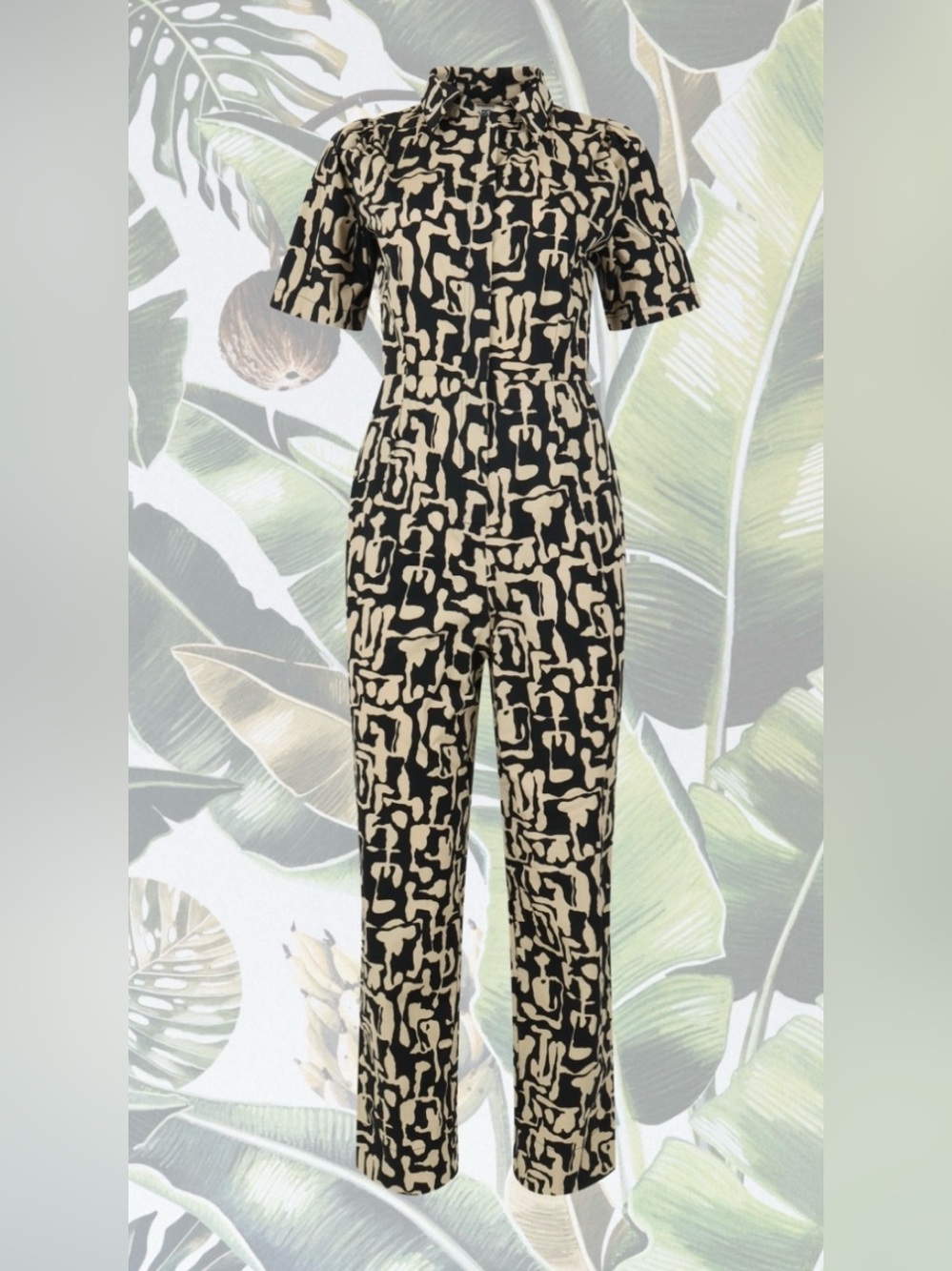 Bel Kazan Kami Black & Cream Printed Jumpsuit